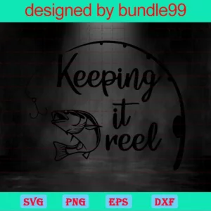 Keeping It Reel Fishing Pole Clipart, Svg Png Dxf Eps Cricut Silhouette Invert
