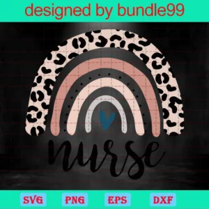 Rainbow Nurse Clipart, Svg Png Dxf Eps Digital Files Invert
