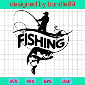 Silhouette Fishing Clipart, Svg Png Dxf Eps Cricut
