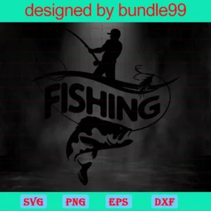 Silhouette Fishing Clipart, Svg Png Dxf Eps Cricut Invert