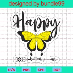 Yellow Butterfly Clipart, Svg Png Dxf Eps Cricut Files