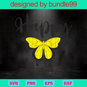 Yellow Butterfly Clipart, Svg Png Dxf Eps Cricut Files Invert