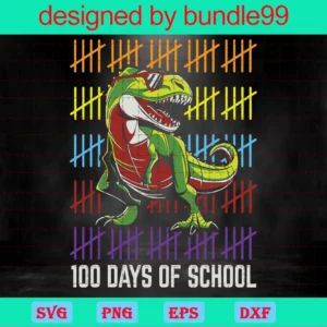 100 Days Of School Dinosaur Silhouette Clipart, Svg Designs Invert