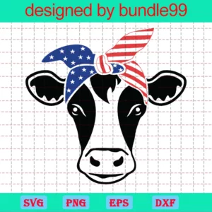 4Th Of July Cow, Svg Png Dxf Eps Cricut Silhouette