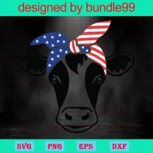 4Th Of July Cow, Svg Png Dxf Eps Cricut Silhouette Invert