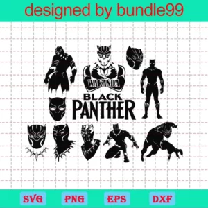 Black Panther Clipart Black And White, Svg Bundle