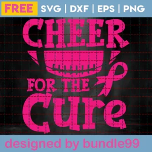 Cheer For The Cure Breast Cancer Ribbon Svg Free Invert