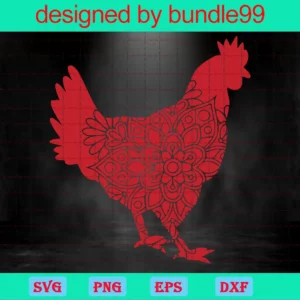 Chicken Mandala, Svg Png Dxf Eps Designs Download Invert