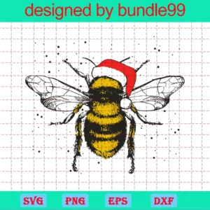 Christmas Bumble Bee Clipart, Svg Png Dxf Eps Digital Files