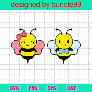 Clipart Cute Bee, Svg Png Dxf Eps Digital Download