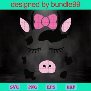 Cow Face Clipart, Svg Files For Crafting And Diy Projects Invert