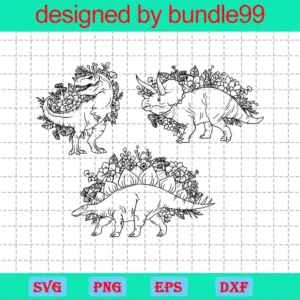 Dinosaurs Clipart Black And White, Svg File Formats