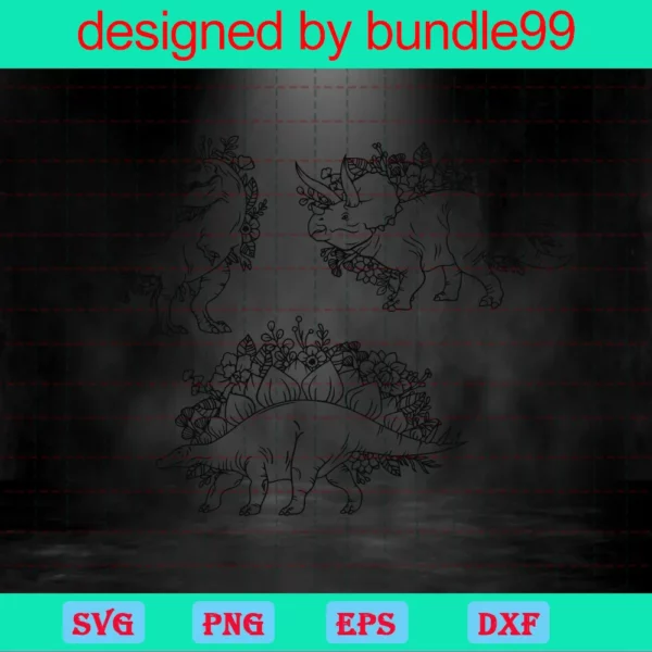 Dinosaurs Clipart Black And White, Svg File Formats Invert