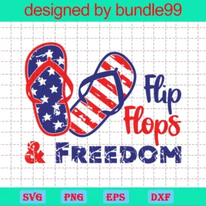 Flip Flops And Freedom 4Th Of July Clipart, Svg Files