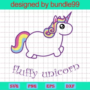 Fluffy Unicorn, Svg Files For Crafting And Diy Projects Invert