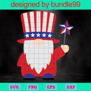 Gnome Clipart Happy 4Th Of July, Vector Svg