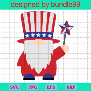 Gnome Clipart Happy 4Th Of July, Vector Svg Invert