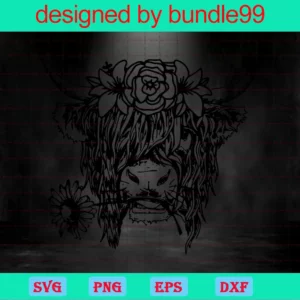 Highland Cow Clipart, Svg Png Dxf Eps Cricut Invert