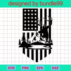 Hunting And Fishing American Flag, Svg File Formats