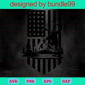 Hunting And Fishing American Flag, Svg File Formats Invert