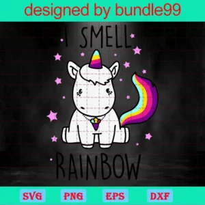 I Smell Rainbow Unicorn Png, Digital Files Invert