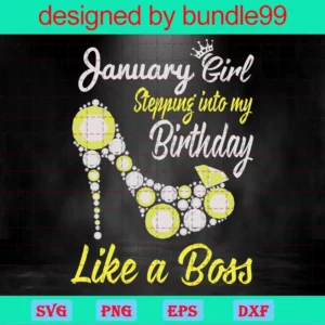 January Birthday Clipart, Svg Png Dxf Eps Cricut Silhouette