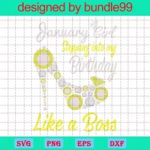 January Birthday Clipart, Svg Png Dxf Eps Cricut Silhouette Invert