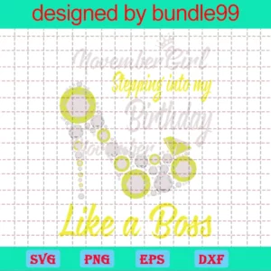 November Birthday Clipart, Svg Png Dxf Eps Designs Download Invert