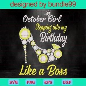October Birthday Clipart, Svg Png Dxf Eps Digital Files