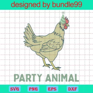 Party Animal Birthday Chick, Svg Png Dxf Eps Cricut Invert