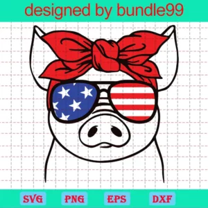 Pig Clipart 4Th Of July, Svg Png Dxf Eps