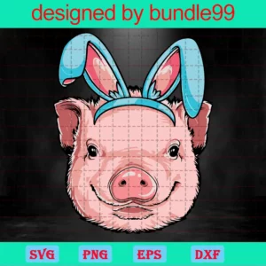 Pig Clipart Face Happy Easter, Cuttable Svg Files