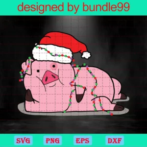 Pigs Clipart Christmas Santa Hat, Vector Svg