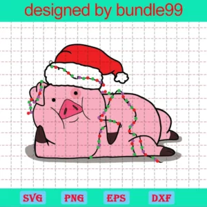 Pigs Clipart Christmas Santa Hat, Vector Svg Invert