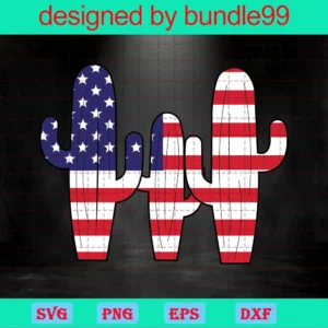 American Cactus 4Th Of July Clipart Transparent Background Invert