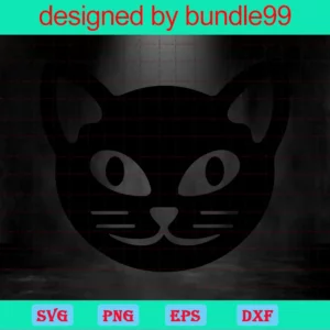 Cat Head Clipart, Svg Png Dxf Eps Digital Files Invert