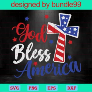 God Bless America Clipart Happy 4Th Of July, Premium Svg Files Invert