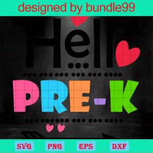 Hello Pre-K School Clipart Images, Svg Png Dxf Eps Designs Download Invert