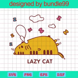 Lazy Cat Clipart, Svg Png Dxf Eps Digital Files