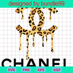 Leopard Dripping Chanel Logo, Svg Png Dxf Eps Cricut