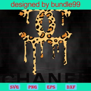 Leopard Dripping Chanel Logo, Svg Png Dxf Eps Cricut Invert