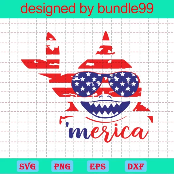 Merica Shark 4Th Of July Clipart Png, Downloadable Files