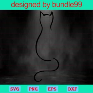 Outline Cat Clipart, Svg Files For Crafting And Diy Projects Invert