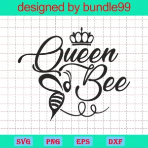 Queen Bee Clipart, Svg Png Dxf Eps Digital Download