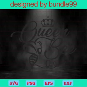 Queen Bee Clipart, Svg Png Dxf Eps Digital Download Invert