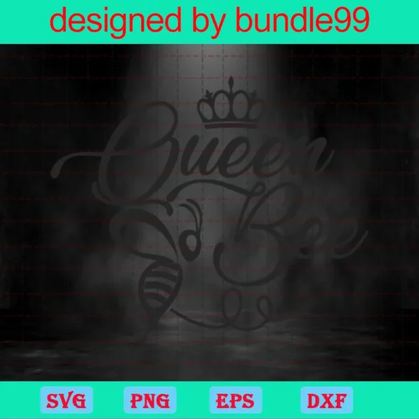 Queen Bee Clipart, Svg Png Dxf Eps Digital Download Invert