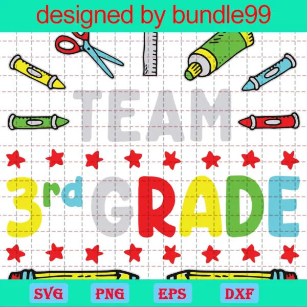 Team 3Rd Grade School Pictures Clipart, Premium Svg Files Invert