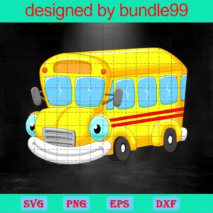 Cute School Bus Clipart, Cutting File Svg
