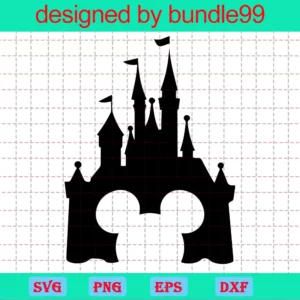 Disney Castle With Mickey Head, Cuttable Svg Files