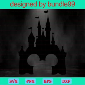 Disney Castle With Mickey Head, Cuttable Svg Files Invert
